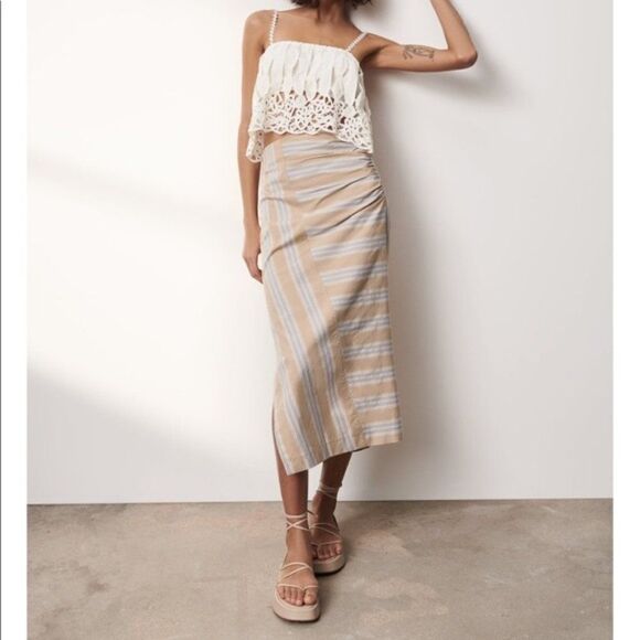 ZARA DRAPED STRIPED SKIRT NEW - Picture 3 of 10